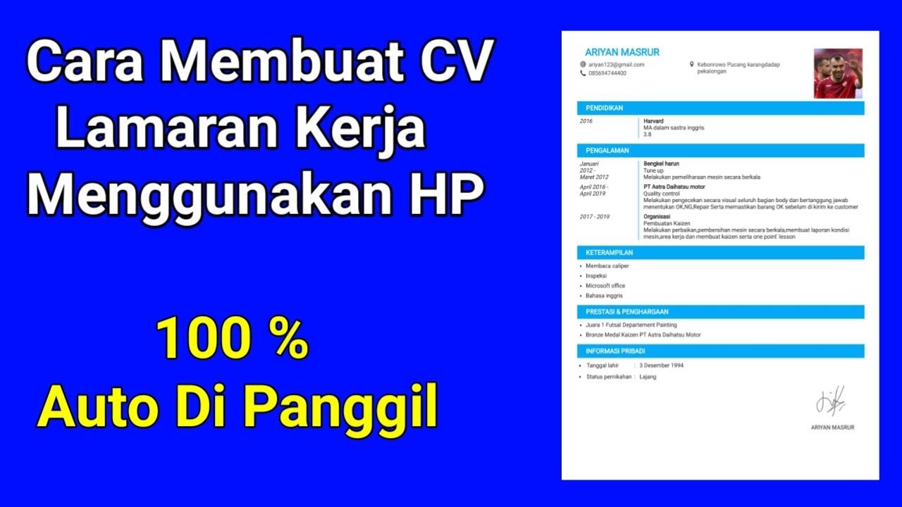 Detail Contoh Pembuatan Cv Lamaran Kerja Nomer 29