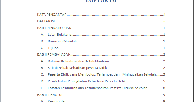 Detail Contoh Pembuatan Daftar Isi Nomer 22