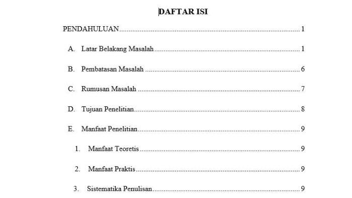 Detail Contoh Pembuatan Daftar Isi Nomer 43