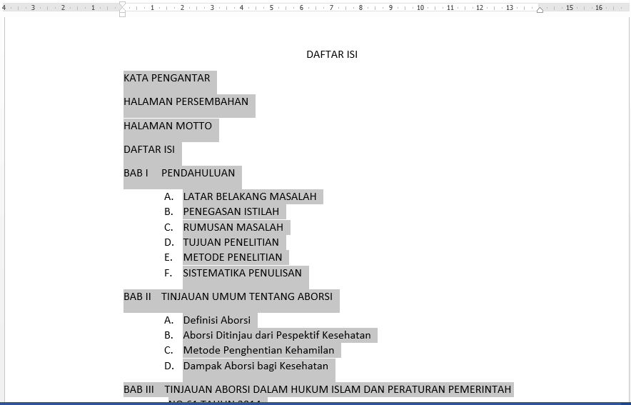 Detail Contoh Pembuatan Daftar Isi Nomer 47