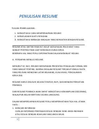 Detail Contoh Pembuatan Resume Nomer 3