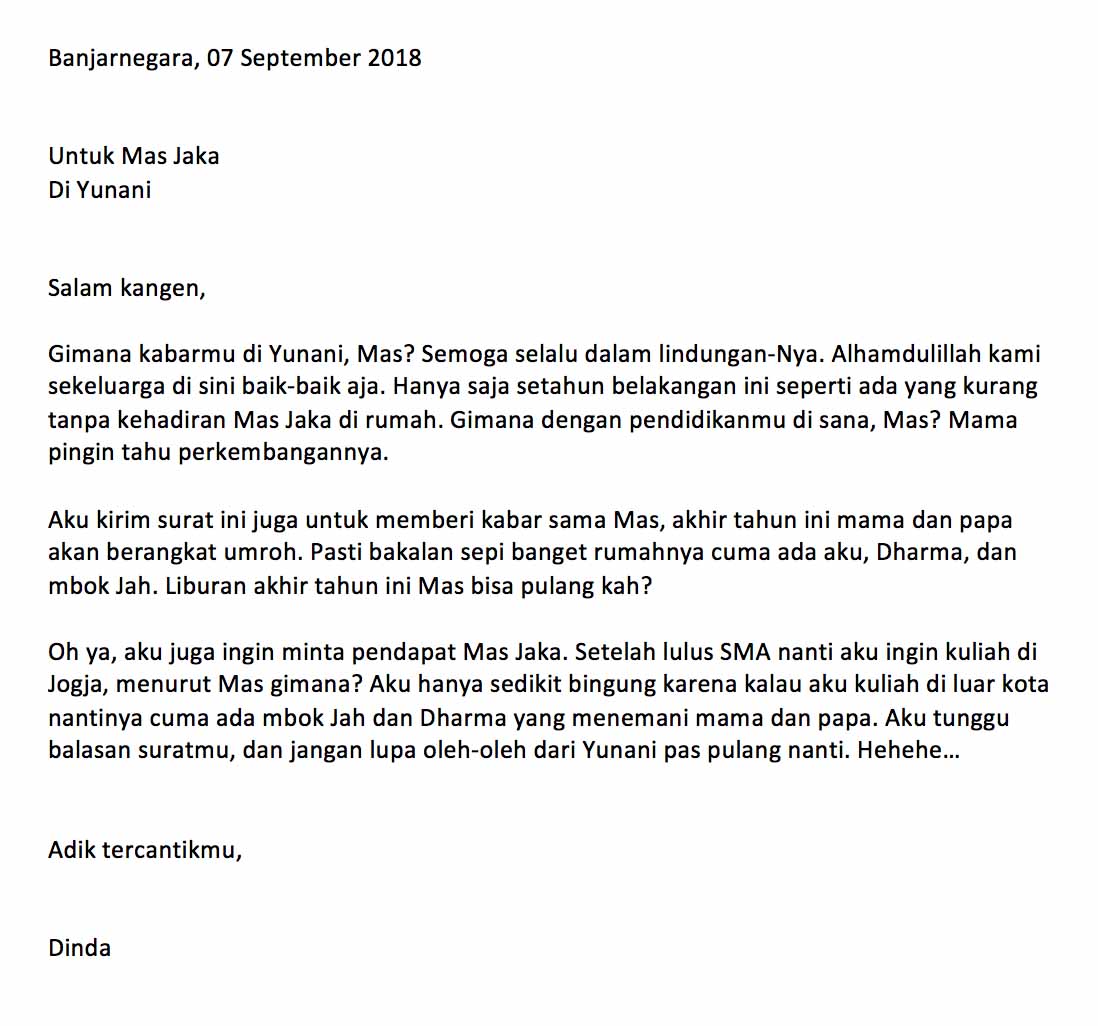 Contoh Pembuka Surat Pribadi - KibrisPDR