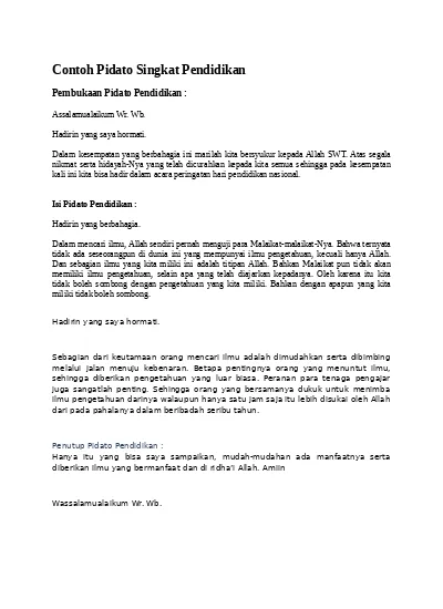 Detail Contoh Pendahuluan Pidato Nomer 22