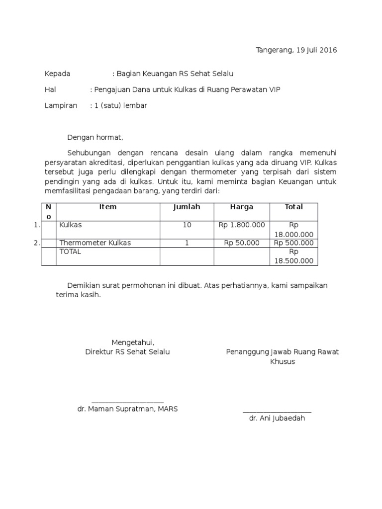 Detail Contoh Pengajuan Dana Nomer 18