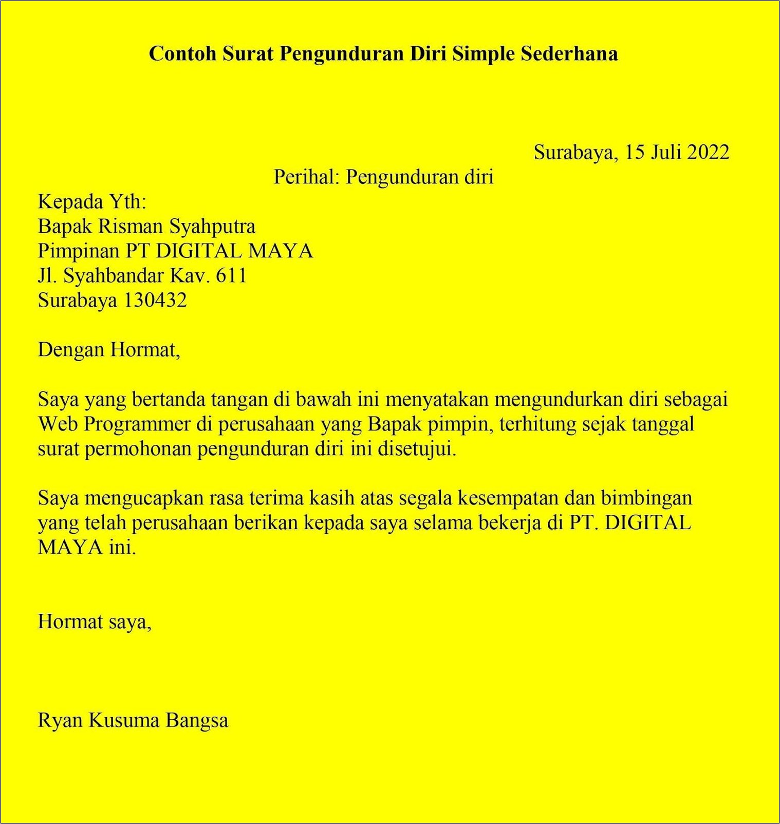 Detail Contoh Pengajuan Surat Resign Nomer 46