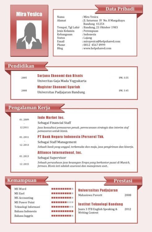 Detail Contoh Pengalaman Kerja Di Cv Nomer 23