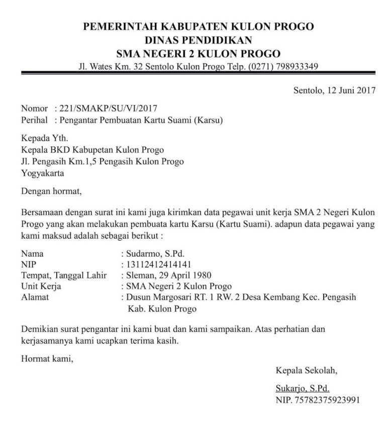 Detail Contoh Pengantar Surat Nomer 6