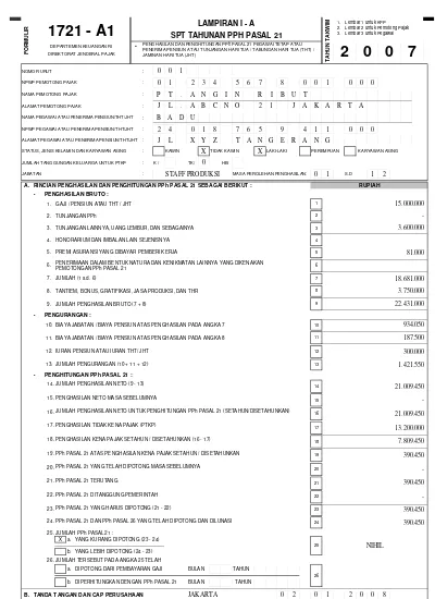 Detail Contoh Pengisian Bukti Potong Pph 21 Tidak Final Nomer 13