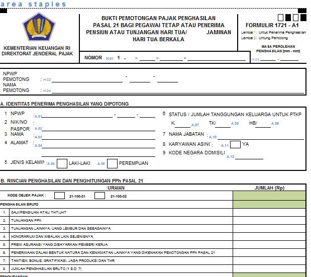 Detail Contoh Pengisian Bukti Potong Pph 21 Tidak Final Nomer 16