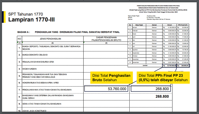 Detail Contoh Pengisian Bukti Potong Pph 21 Tidak Final Nomer 50