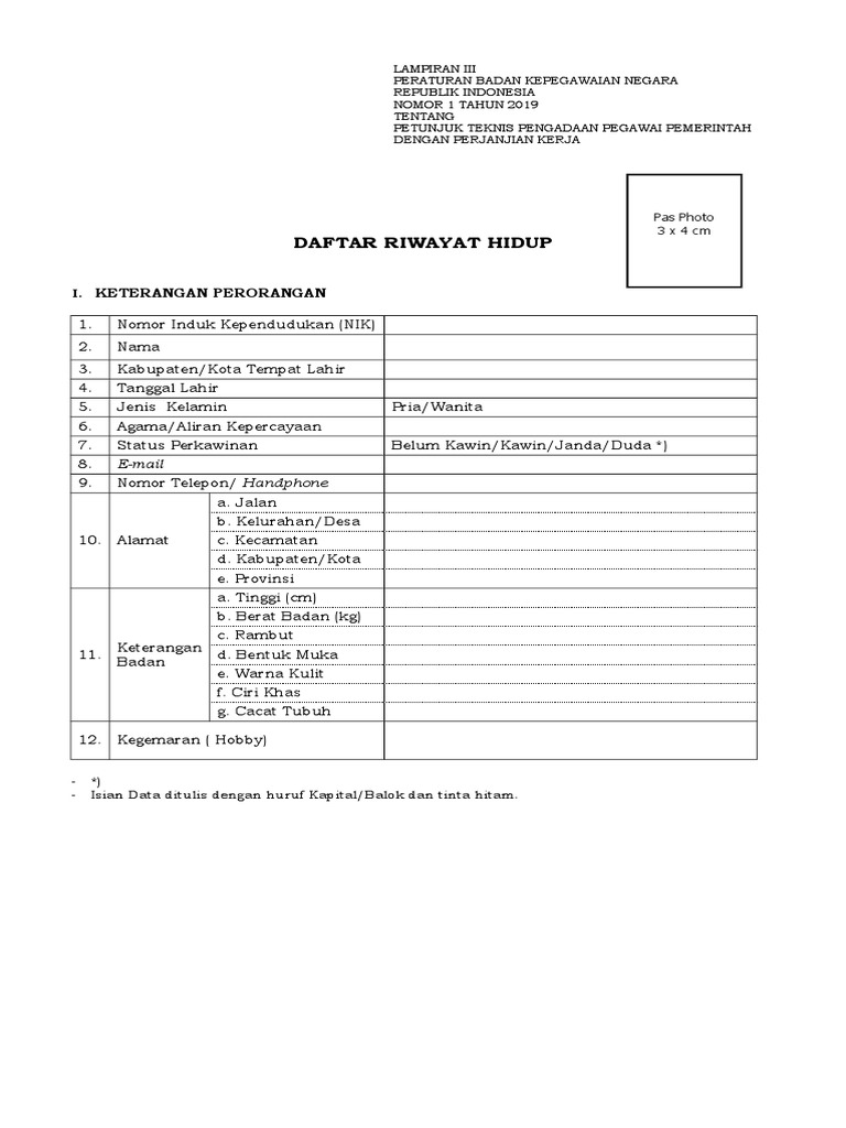 Detail Contoh Pengisian Daftar Riwayat Hidup Nomer 37