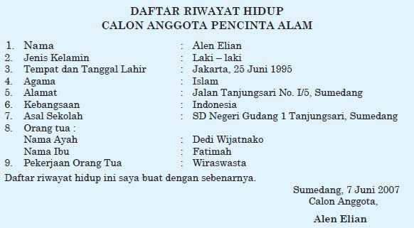 Detail Contoh Pengisian Daftar Riwayat Hidup Nomer 41