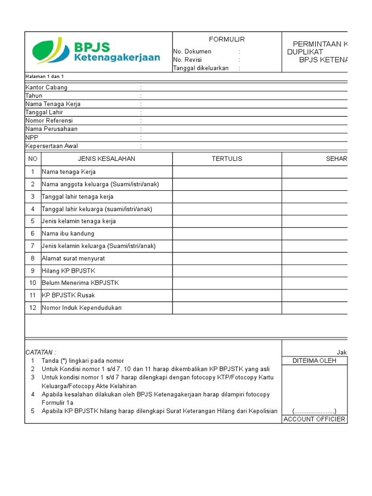Detail Contoh Pengisian Formulir Bpjs Ketenagakerjaan Nomer 48