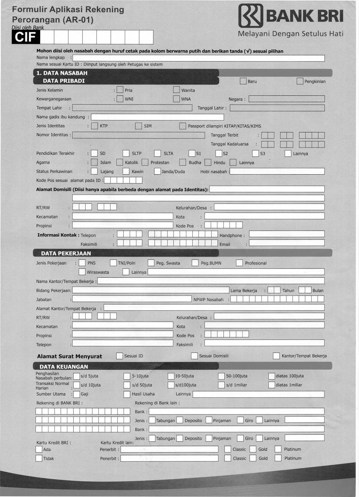 Detail Contoh Pengisian Formulir Pembukaan Rekening Bri Koleksi Nomer 22