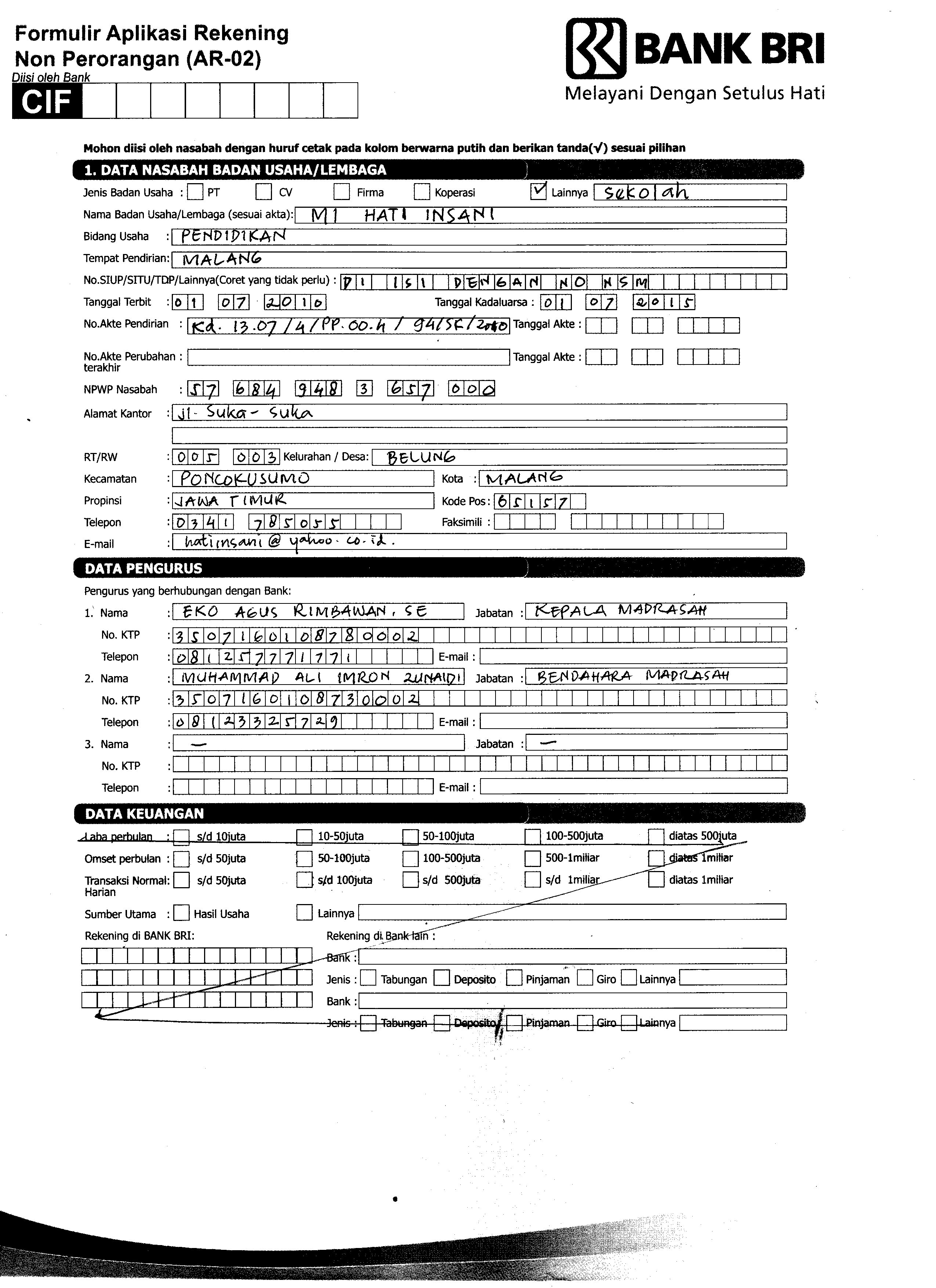 Detail Contoh Pengisian Formulir Pembukaan Rekening Bri Nomer 7