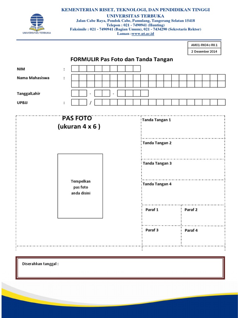 Detail Contoh Pengisian Formulir Ut Nomer 12