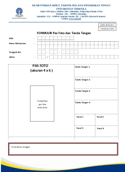 Detail Contoh Pengisian Formulir Ut Nomer 14