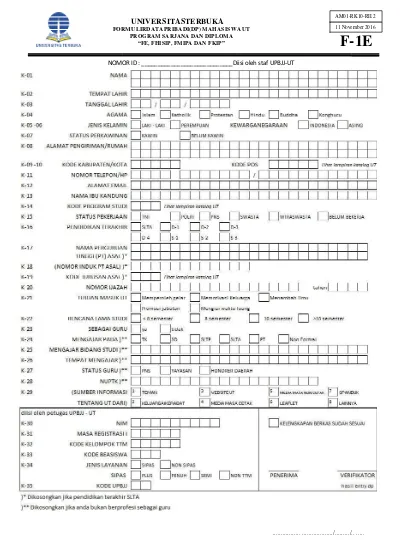 Detail Contoh Pengisian Formulir Ut Nomer 17