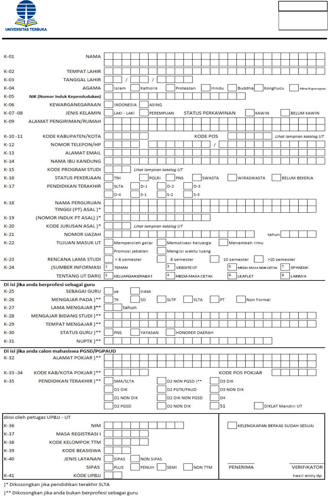 Detail Contoh Pengisian Formulir Ut Nomer 18