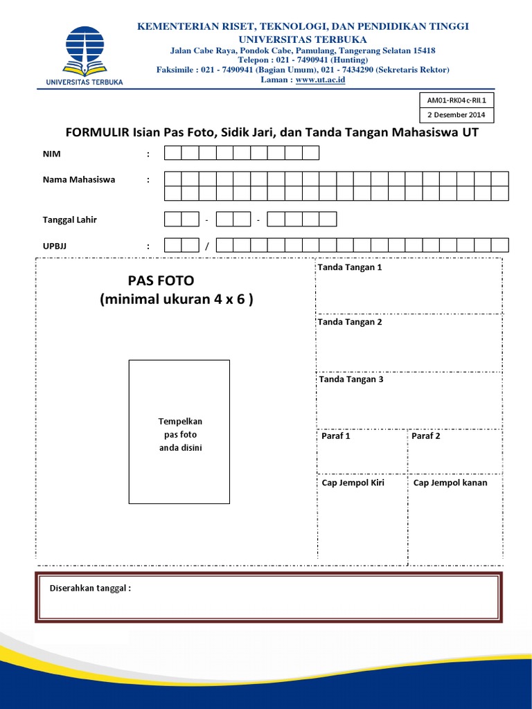 Detail Contoh Pengisian Formulir Ut Nomer 20