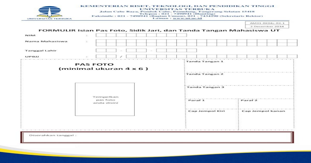 Detail Contoh Pengisian Formulir Ut Nomer 43