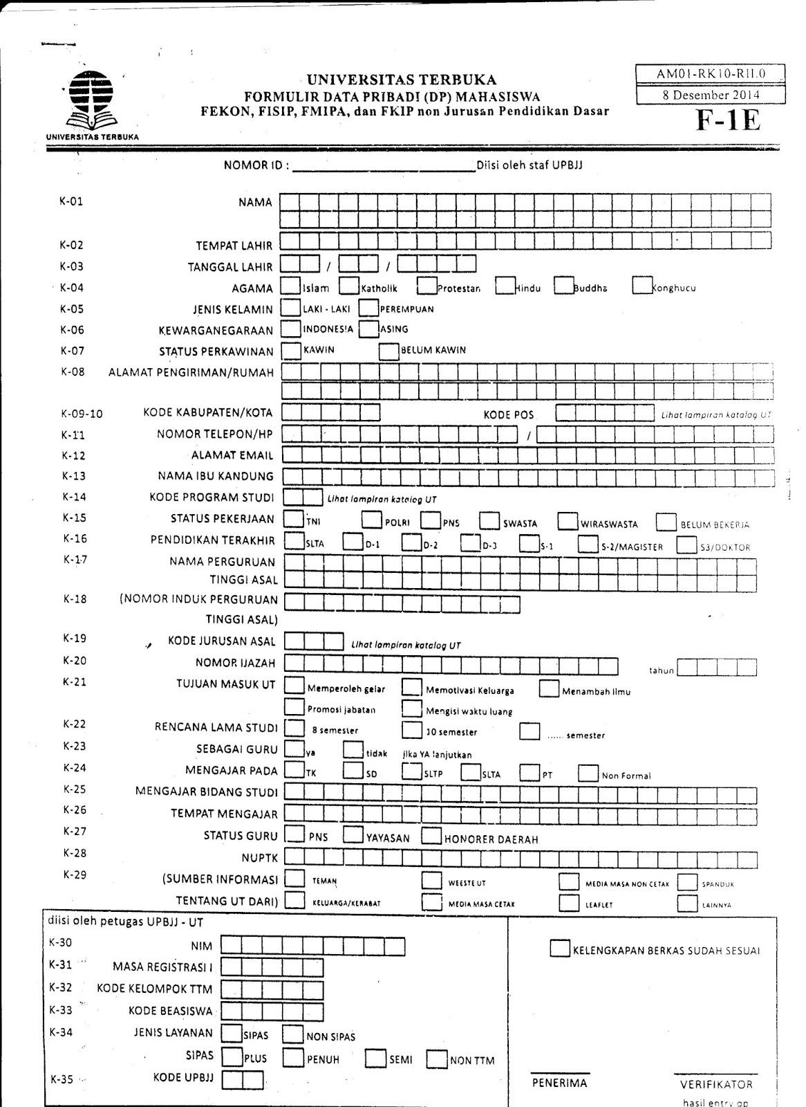 Detail Contoh Pengisian Formulir Ut Nomer 8