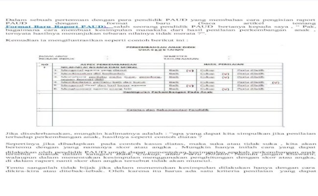 Detail Contoh Pengisian Raport Paud Narasi K13 Nomer 50