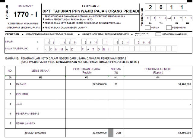 Detail Contoh Pengisian Spt 1770 Pekerjaan Bebas Nomer 15