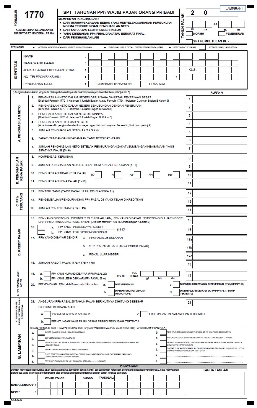 Detail Contoh Pengisian Spt Tahunan Pph Wajib Pajak Orang Pribadi 1770 Nomer 11