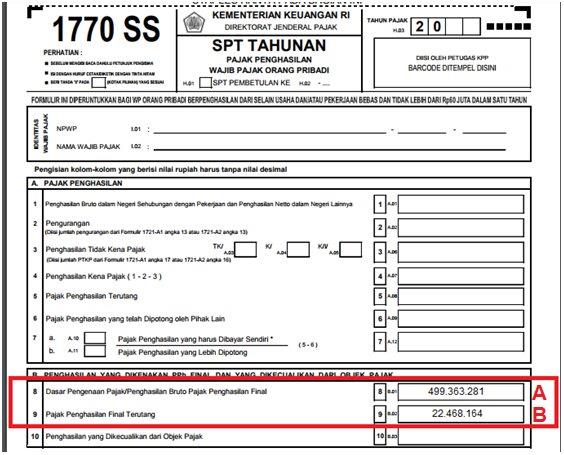 Detail Contoh Pengisian Spt Tahunan Pph Wajib Pajak Orang Pribadi 1770 Nomer 33