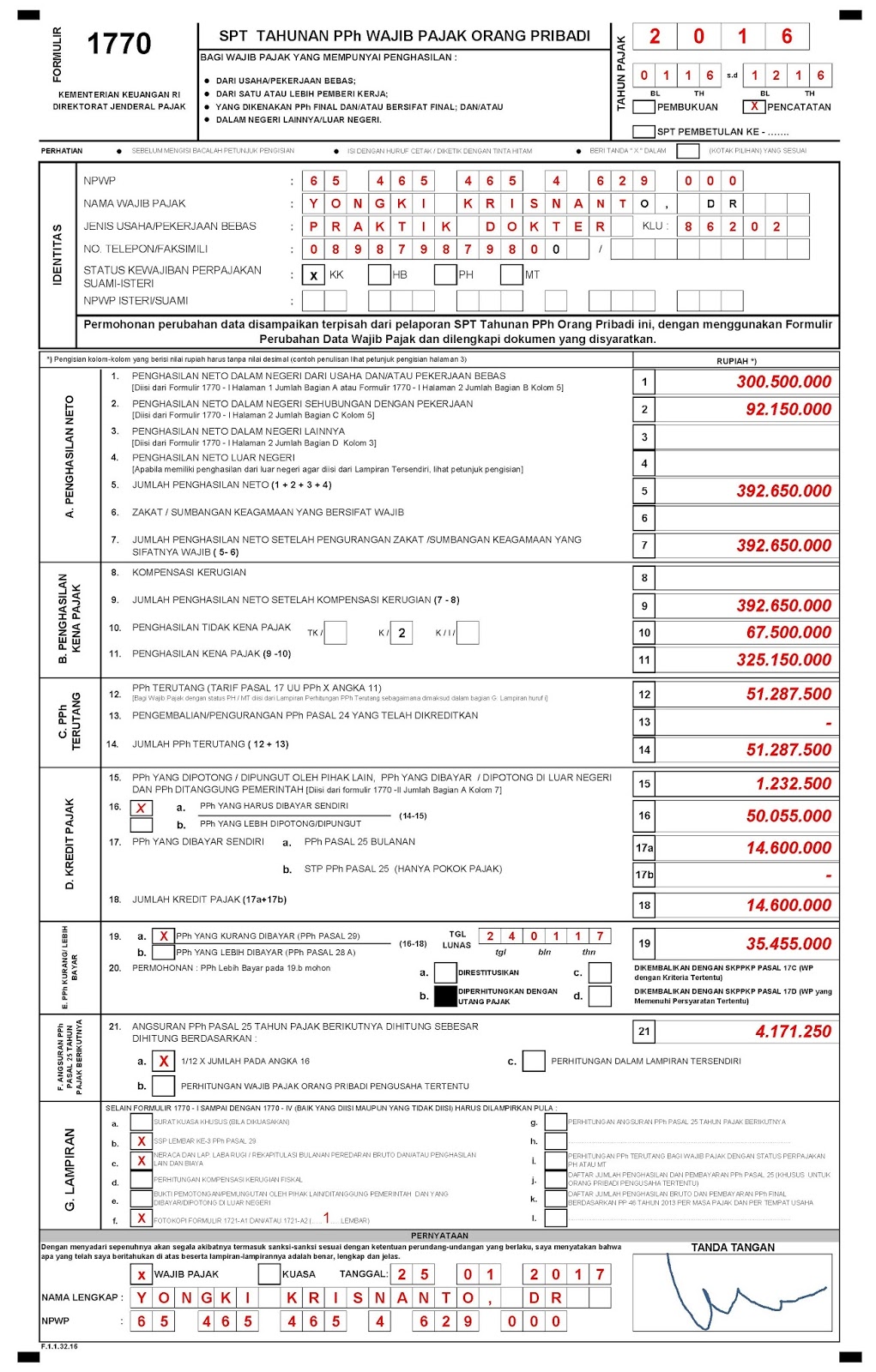 Detail Contoh Pengisian Spt Tahunan Pph Wajib Pajak Orang Pribadi 1770 Nomer 37