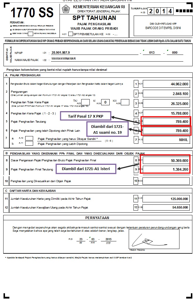 Detail Contoh Pengisian Spt Tahunan Pph Wajib Pajak Orang Pribadi 1770 Nomer 41