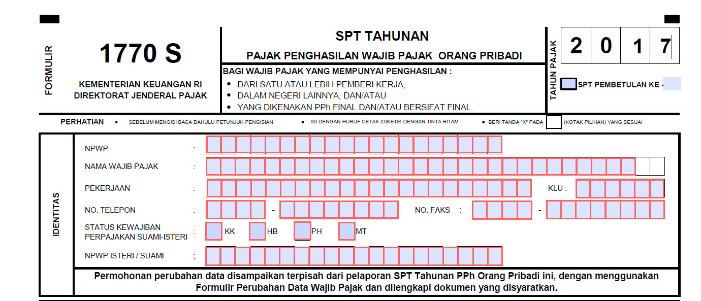 Detail Contoh Pengisian Spt Tahunan Pph Wajib Pajak Orang Pribadi 1770 Nomer 53