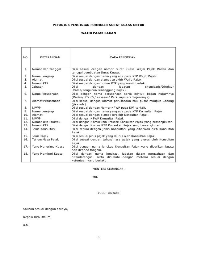 Detail Contoh Pengisian Surat Kuasa Khusus Wajib Pajak Nomer 24