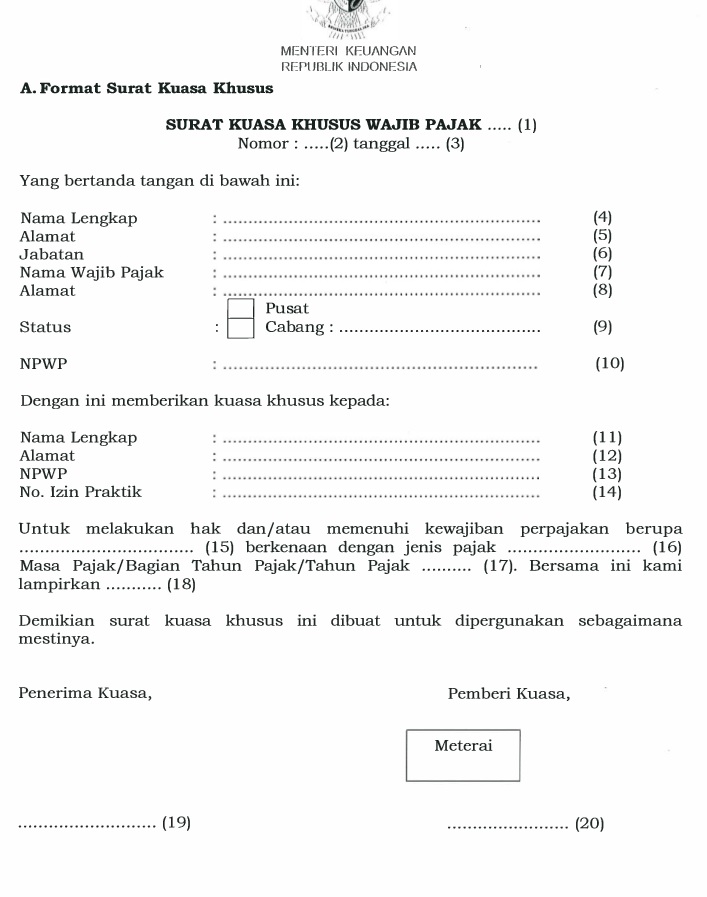 Detail Contoh Pengisian Surat Kuasa Khusus Wajib Pajak Nomer 7