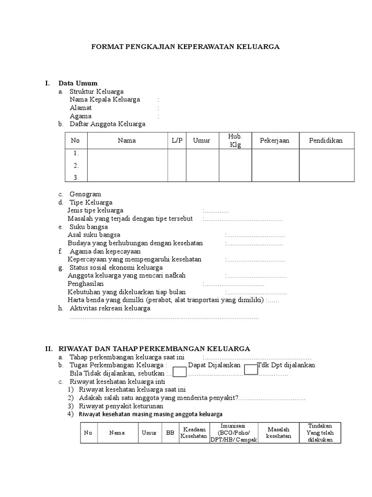 Detail Contoh Pengkajian Keperawatan Keluarga Nomer 24