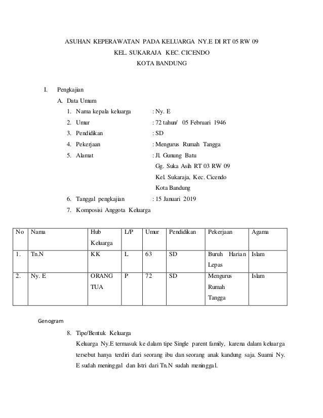 Detail Contoh Pengkajian Keperawatan Keluarga Nomer 7