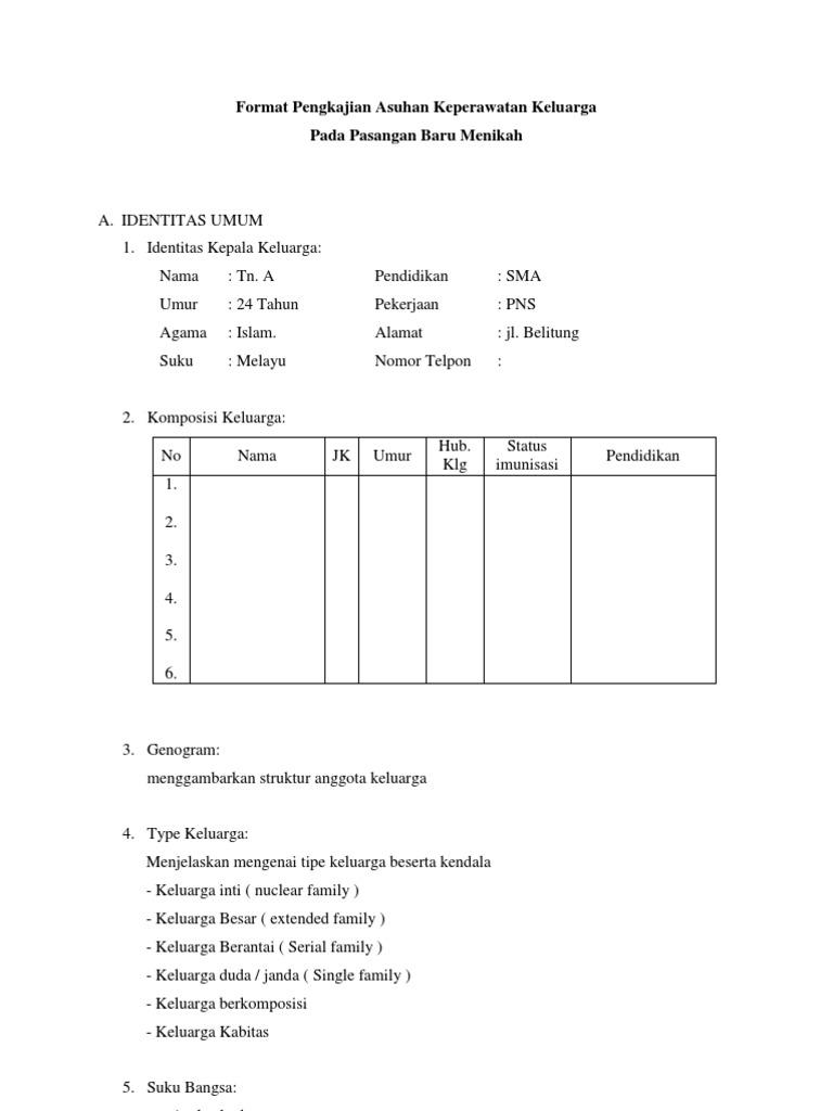 Detail Contoh Pengkajian Keperawatan Keluarga Nomer 8