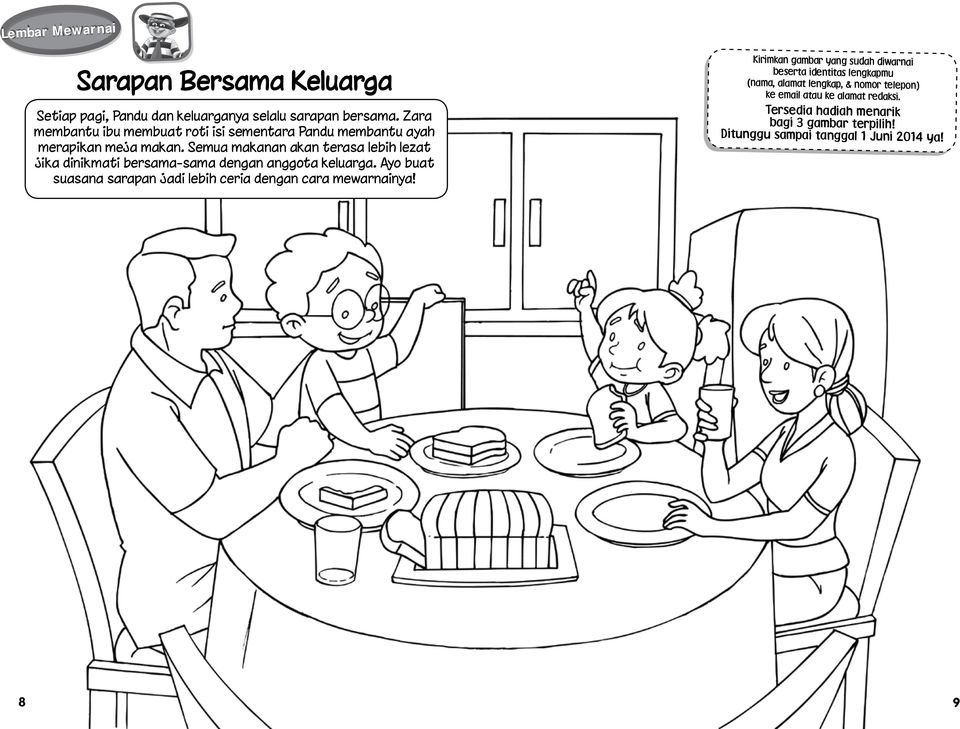 Detail Gambar Keluarga Sedang Makan Bersama Kartun Warna Hitam Nomer 15