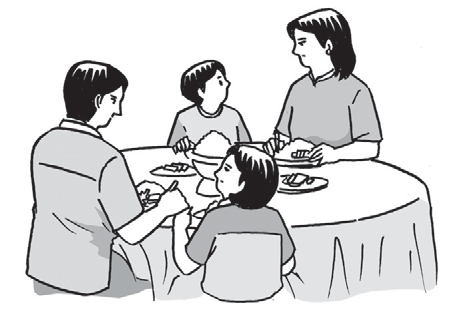 Detail Gambar Keluarga Sedang Makan Bersama Kartun Warna Hitam Nomer 20