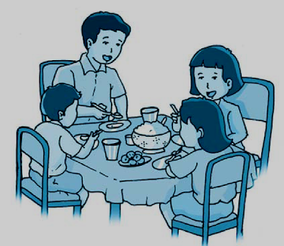 Detail Gambar Keluarga Sedang Makan Bersama Kartun Warna Hitam Nomer 8