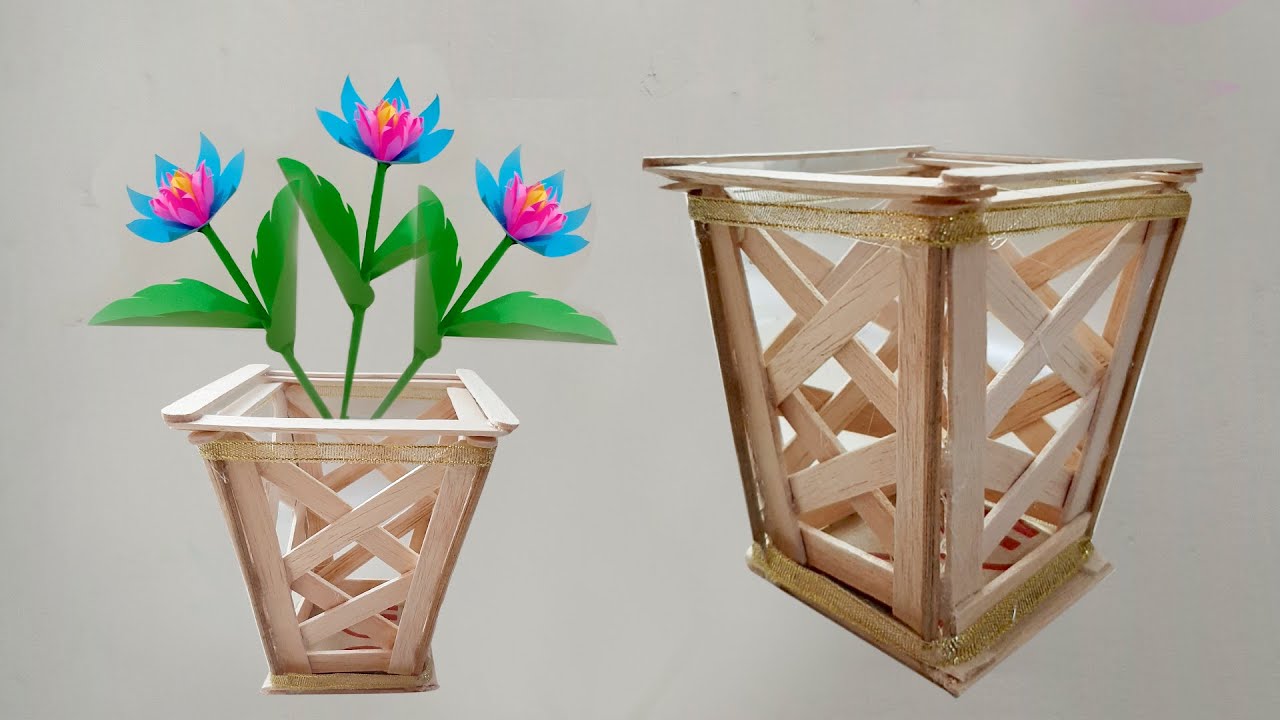 Detail Gambar Kerajinan Tangan Vas Bunga Dari Stik Nomer 19