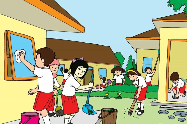 Detail Gambar Kerja Bakti Di Sekolah Kartun Nomer 29