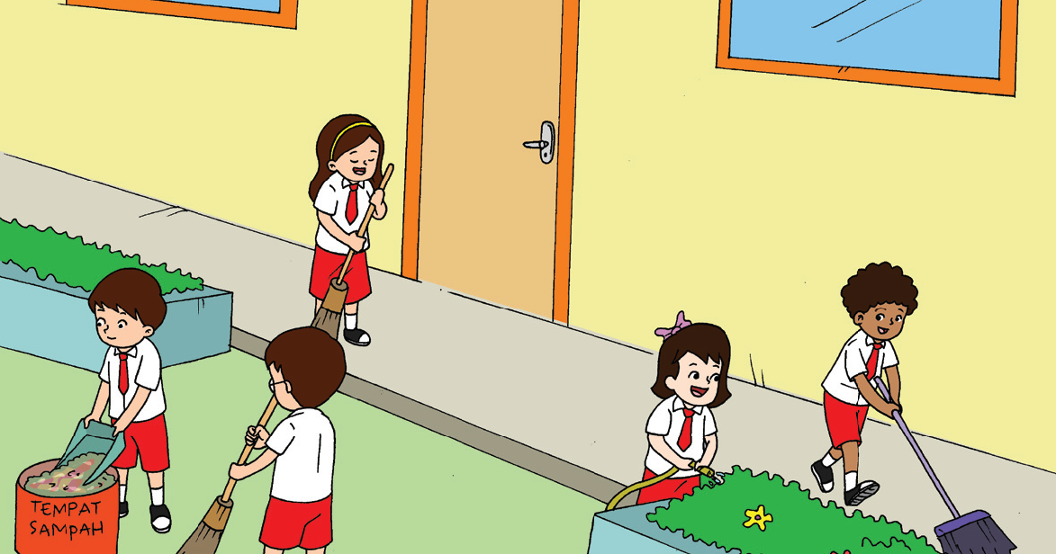 Detail Gambar Kerja Bakti Di Sekolah Kartun Nomer 9