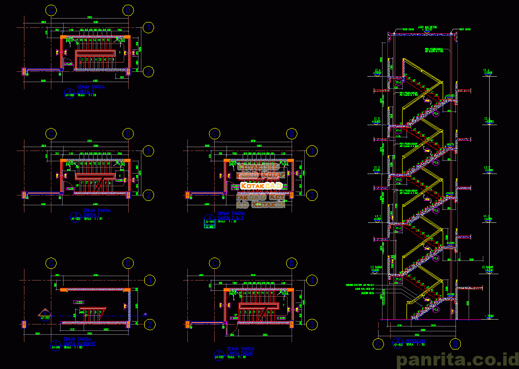 Detail Gambar Kerja Bangunan 4 Lantai Dwg Nomer 5