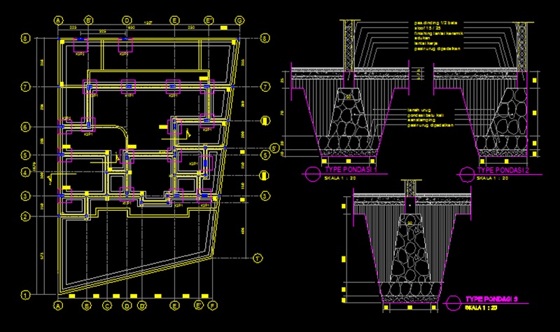 Detail Gambar Kerja Bangunan 4 Lantai Dwg Nomer 45