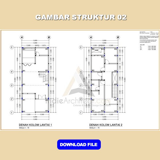 Detail Gambar Kerja Bangunan 4 Lantai Dwg Nomer 52