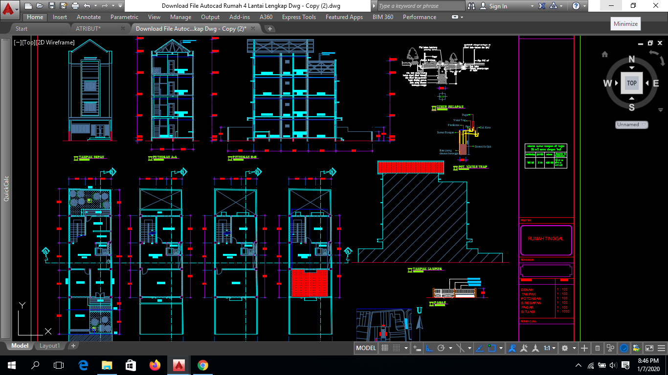 Detail Gambar Kerja Bangunan 4 Lantai Dwg Nomer 8