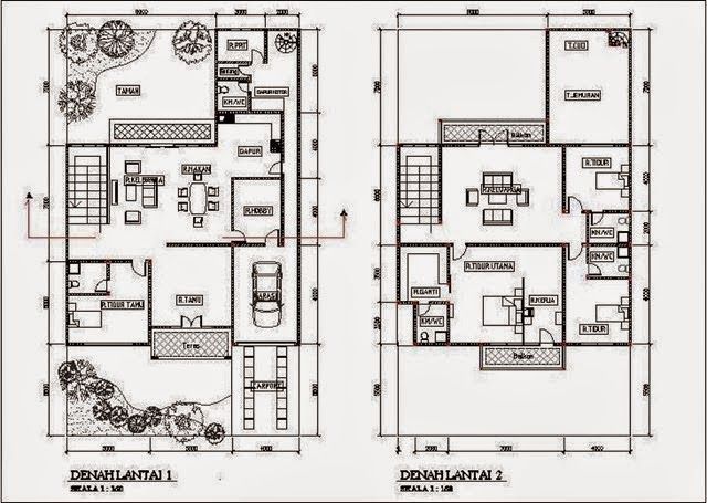 Detail Gambar Kerja Denah Rumah 2 Lantai Nomer 14