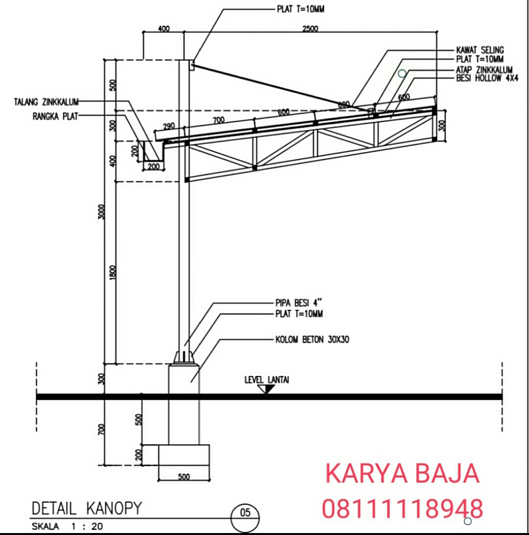 Detail Gambar Kerja Kanopi Nomer 4